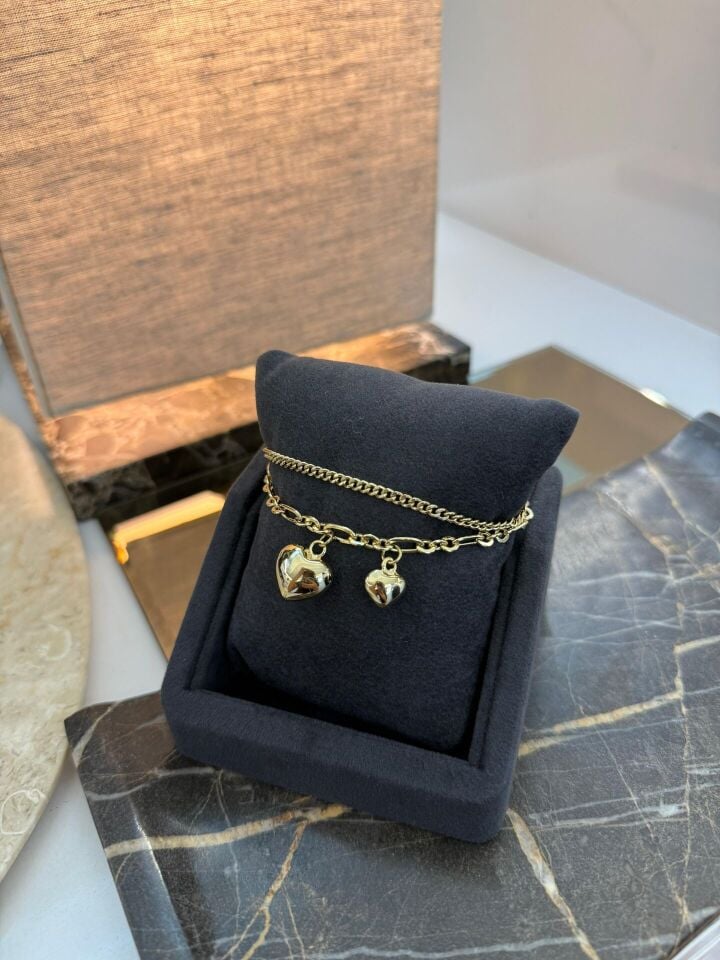 Kalp Charm & Zincir Detaylı Xuping Bileklik