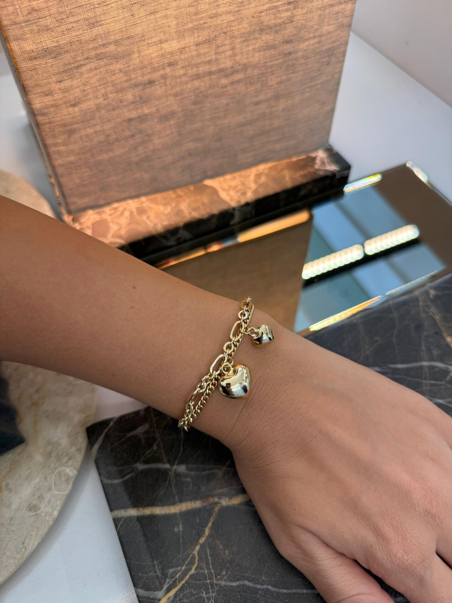 Kalp Charm & Zincir Detaylı Xuping Bileklik