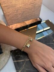 Kalp Charm & Zincir Detaylı Xuping Bileklik