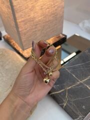 Kalp Charm & Zincir Detaylı Xuping Bileklik