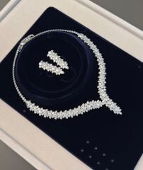 Pırlanta Model Gerdanlık Küpe Set