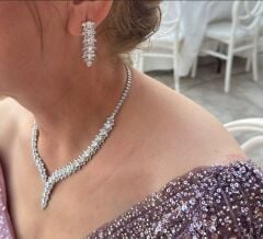 Pırlanta Model Gerdanlık Küpe Set