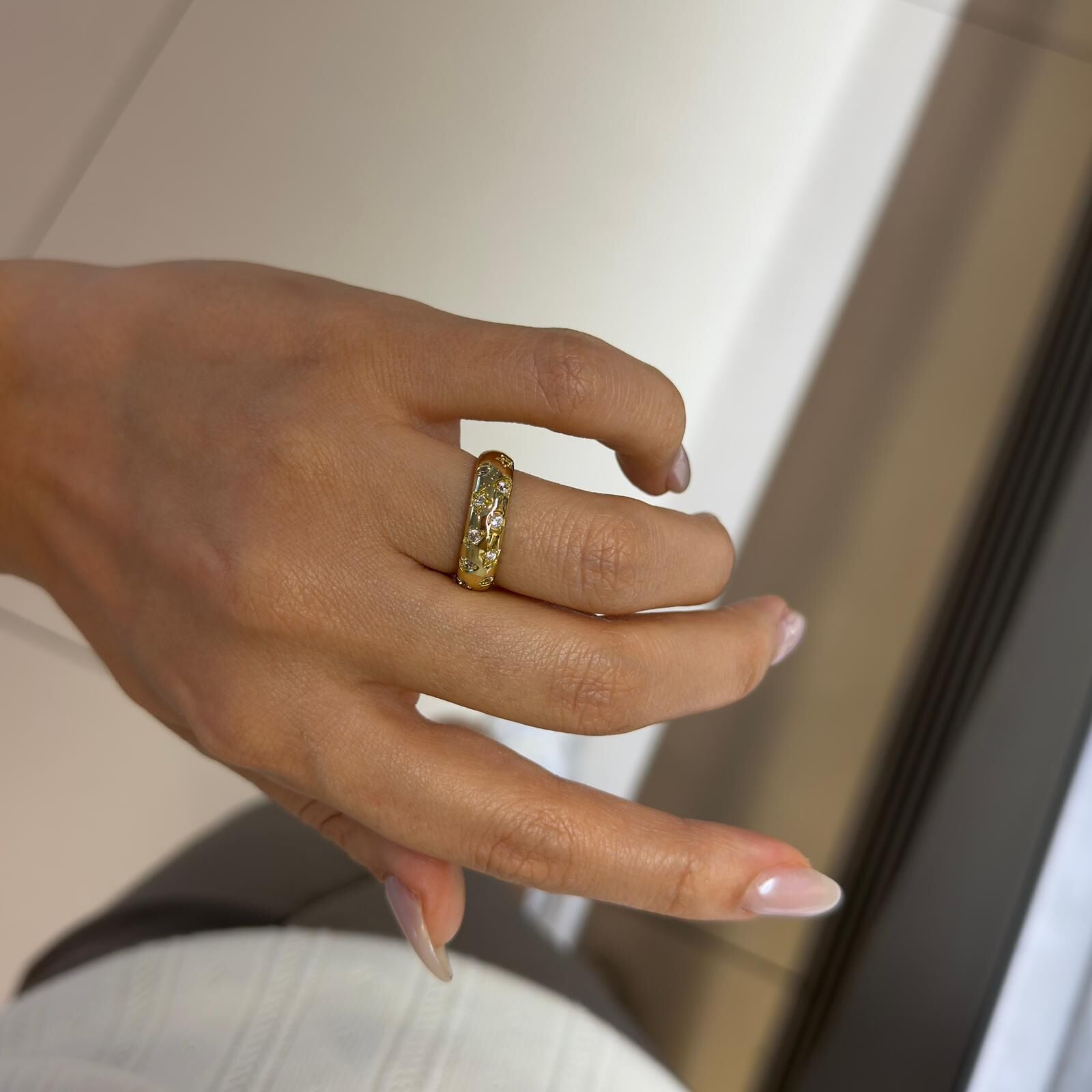 Gold Yıldız Detaylı Yüzük