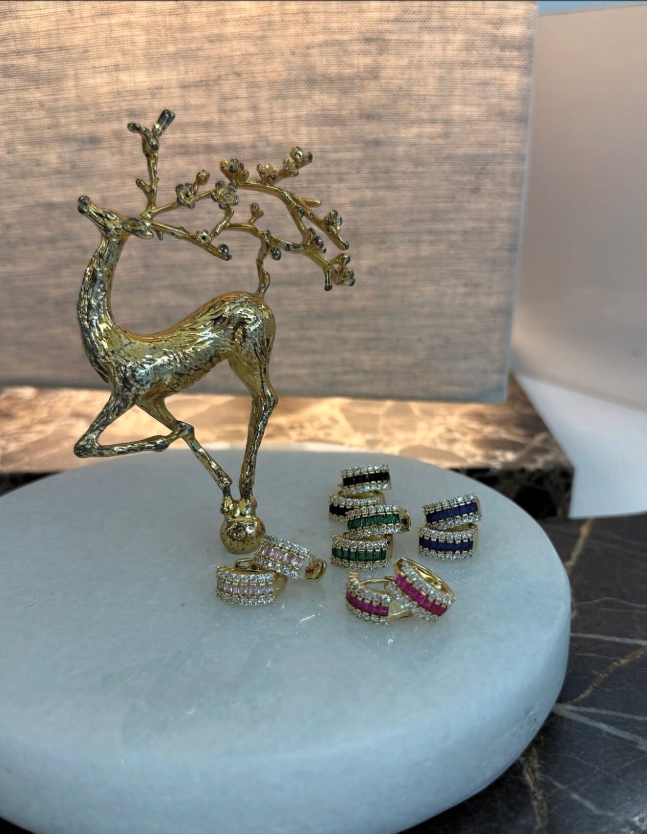 Renkli Swarovski Taşlı Küpe Mavi
