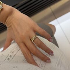 Gold Asimetrik Taşlı Yüzük