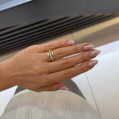 Gold Taş Detaylı Yüzük