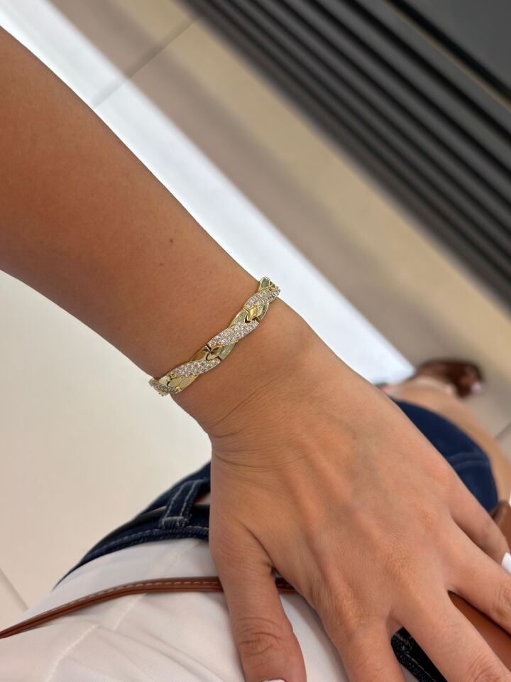 Luzzo Gold Taş İşleme Bileklik