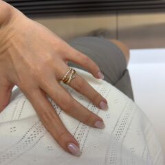 Gold Taşlı Sarmal Yüzük