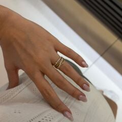 Gold Taşlı Sarmal Yüzük