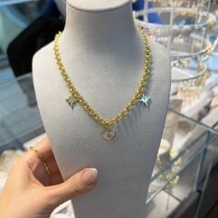 Luzzo Toz Pembe Charmlı Kolye