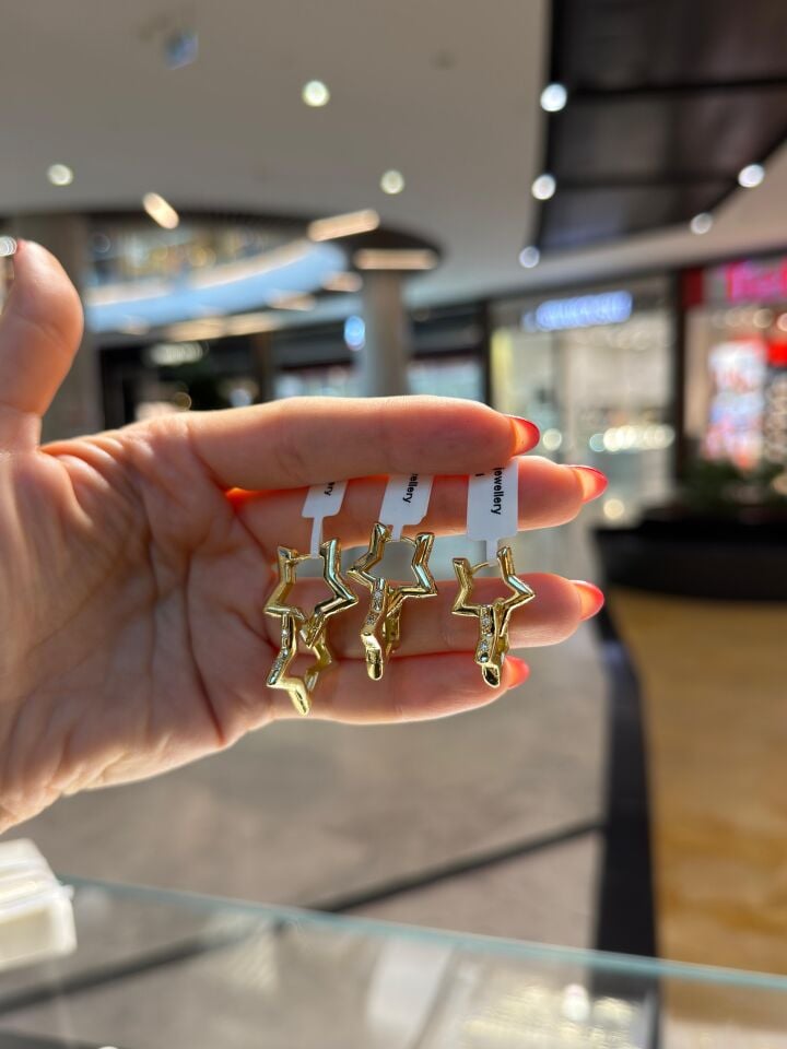 Gold Yıldız Küpeler