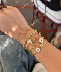 Luzzo Beyaz Sedef Charmlı Bileklik