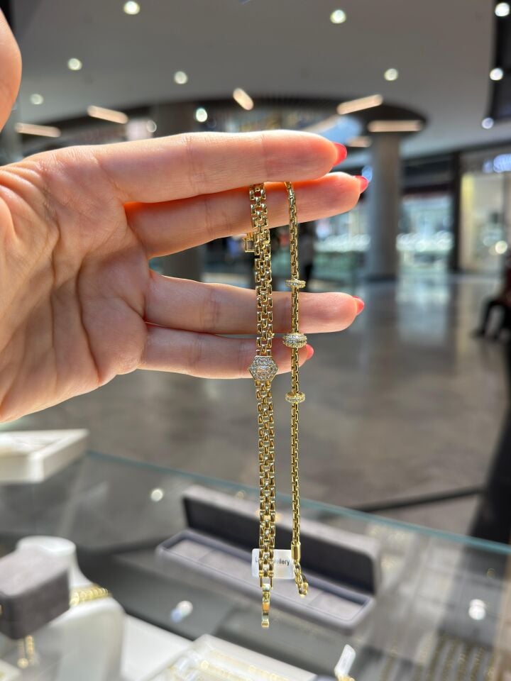 Gold Ortası Baget ve Üç Taşlı Bileklik