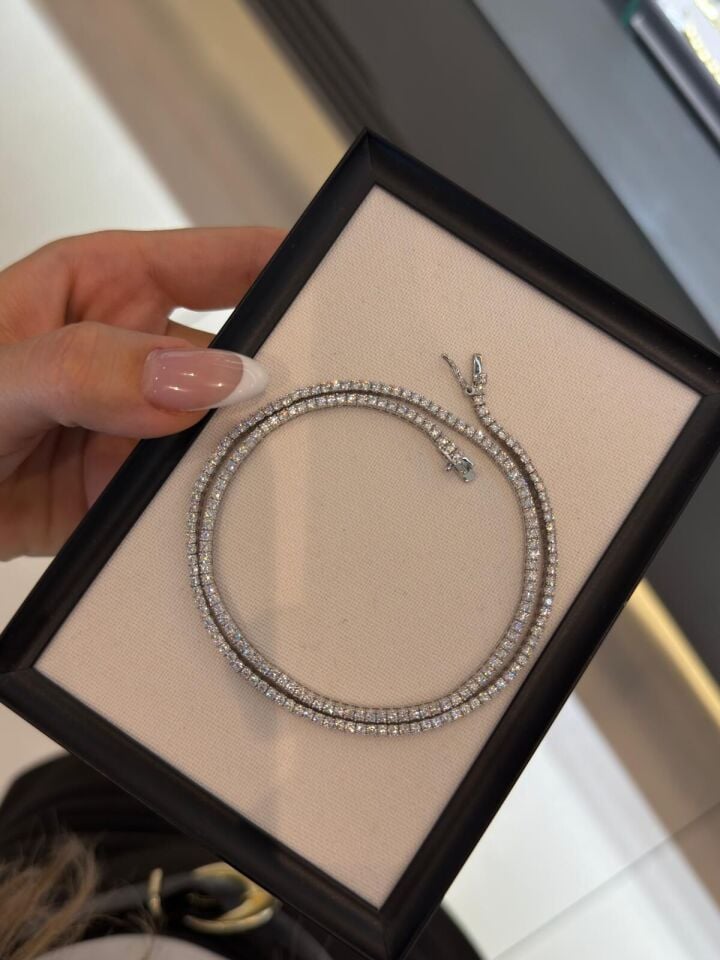Swarovski Taşlı Su Yolu Kolye