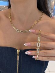 Xuping Taşlı Ataç Gold Set