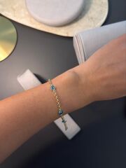 Nazar Boncuklu Çıtır Gold Bileklik