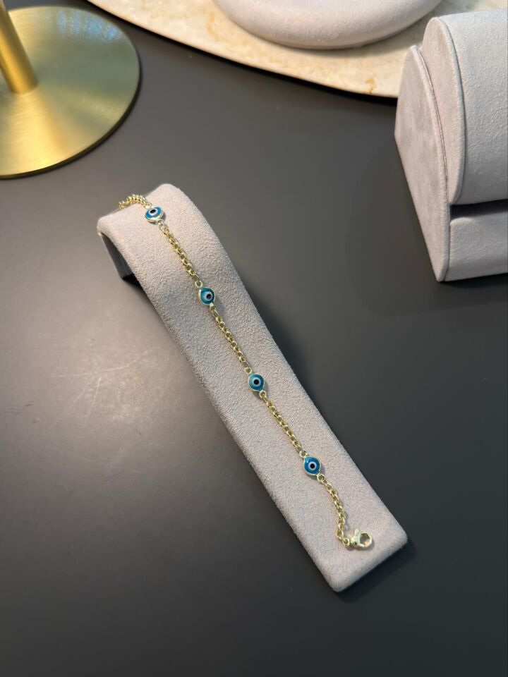 Nazar Boncuklu Çıtır Gold Bileklik