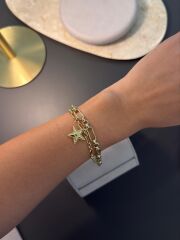 Yıldız Charmlı Gold Bileklik