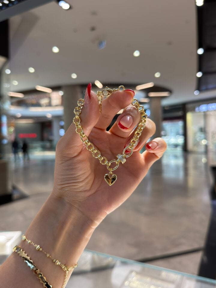 Kuyum İşçilik Kalp Bileklik
