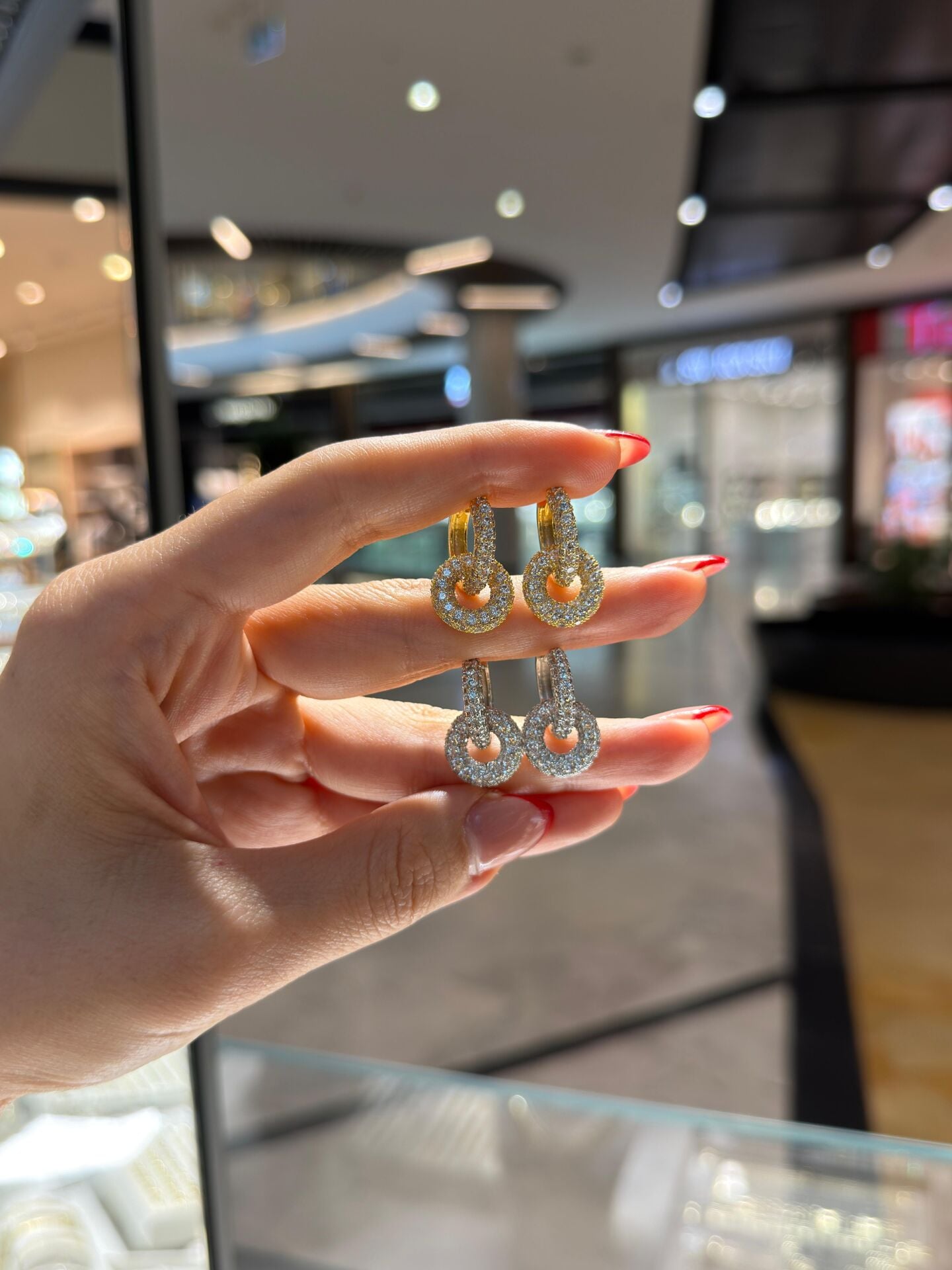 Kuyum İşçilik Gold Ve Gümüş Taşlı Küpeler