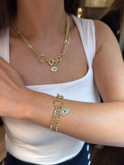 Gemici Kilit Göz Charmlı Kolye