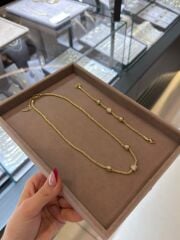 Taşlı Topçuklu Kolye Bileklik Set