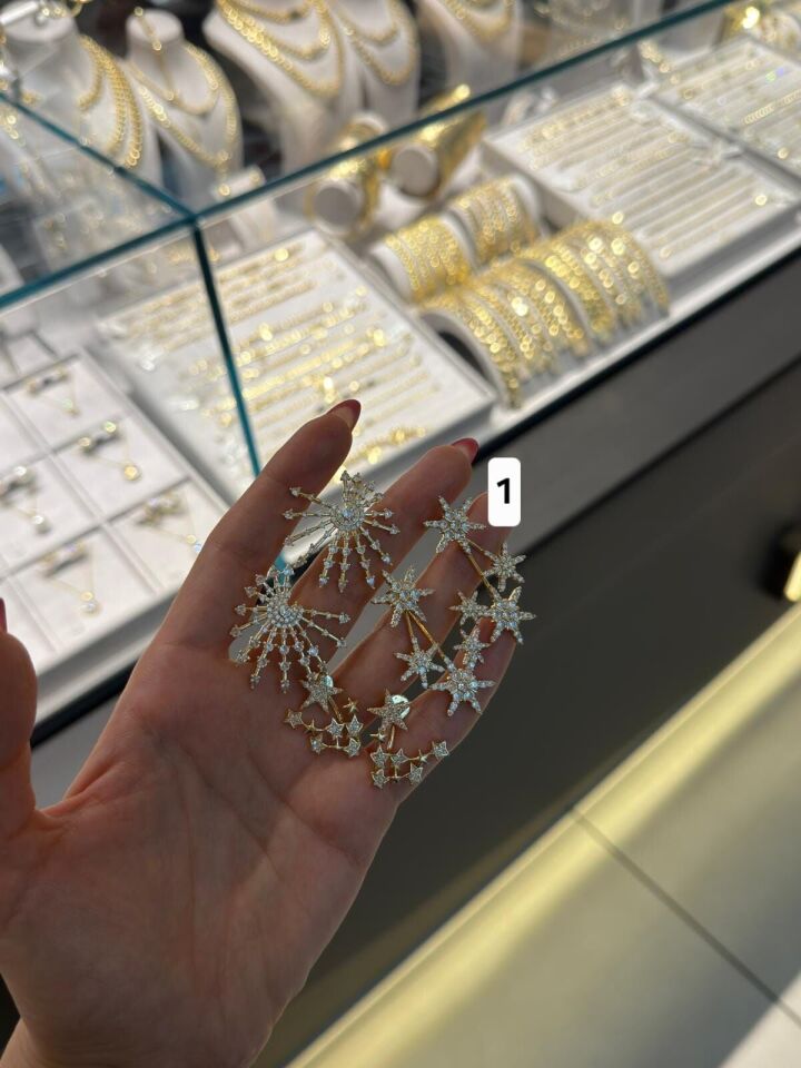 Kar Tanesi Küpe gold renk