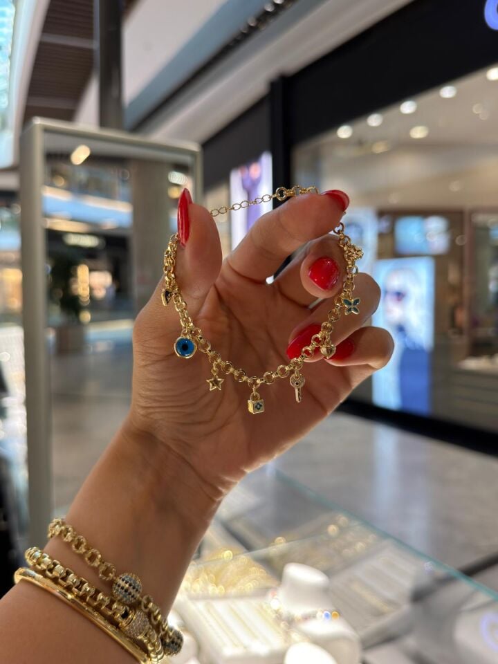 Luzzo Gold Charmlı Şans Bileklik