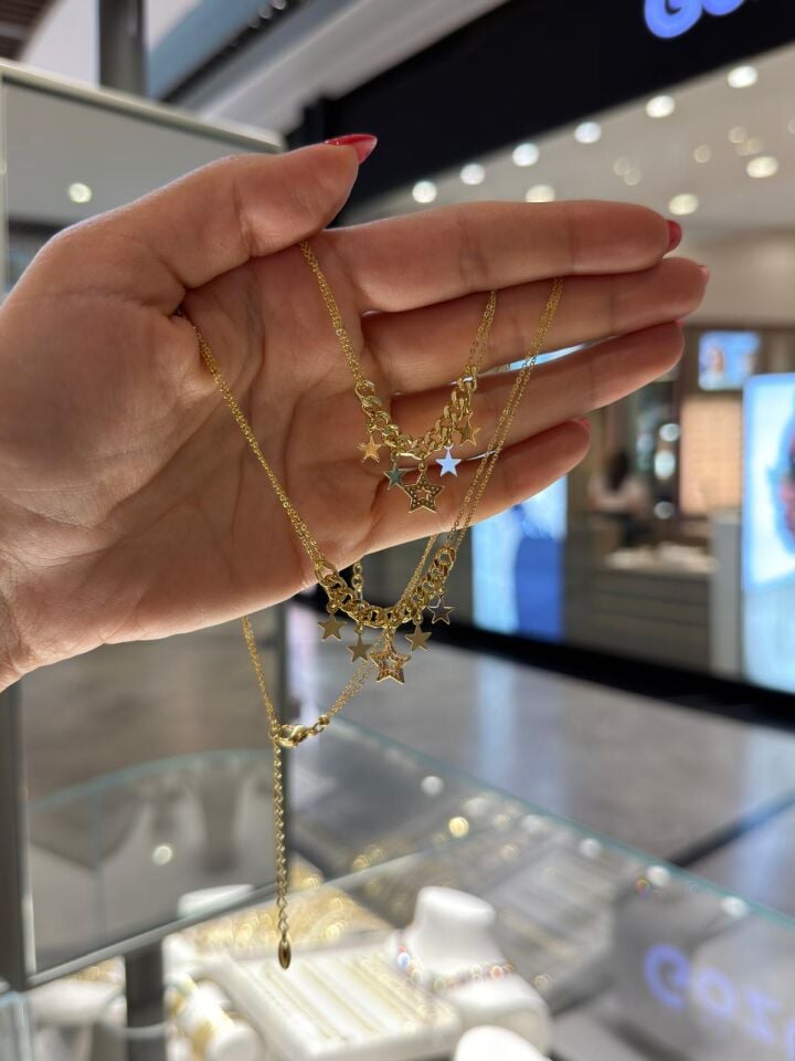 Luzzo Gold Yıldızlı Kolye Bileklik Set
