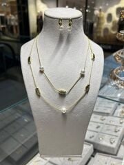 Premium İnci Kolye Ve Küpe Set