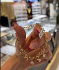 Kalp ve Yıldız Charmlı Bileklik