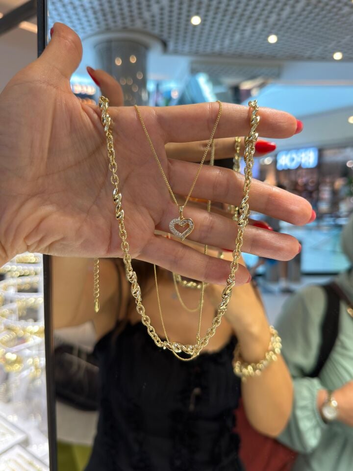 Luzzo Gold Kalp Kolye Ve Kuyum İşçilik Zincir