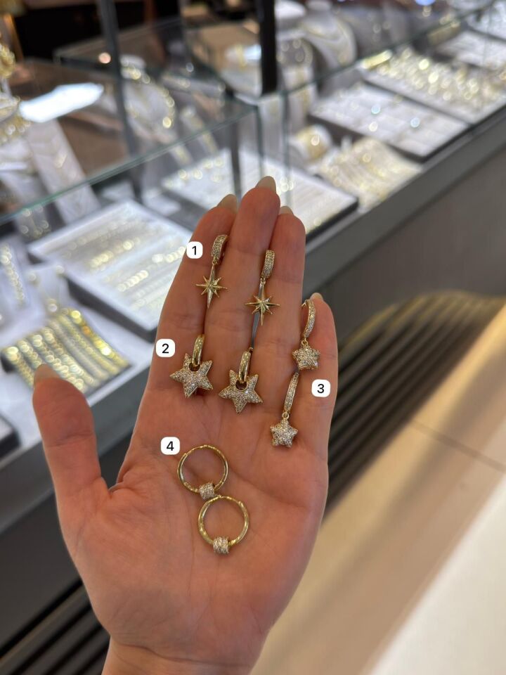 Gold Taşlı Küpe seçenek 3