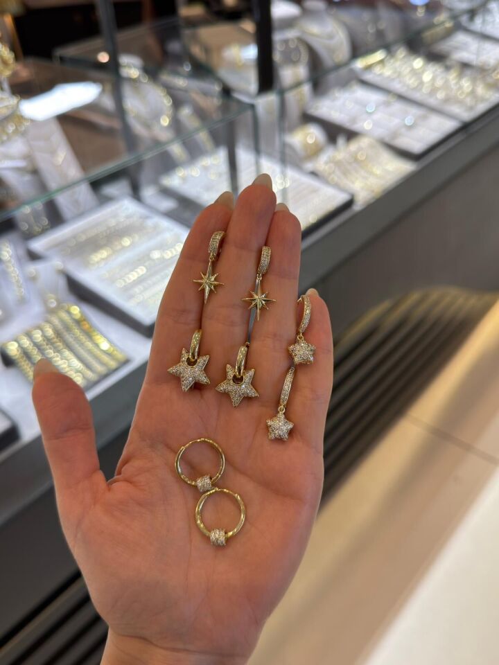 Gold Taşlı Küpe seçenek 4