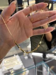 Swarovski Taşlı Gold Kolye Kombin