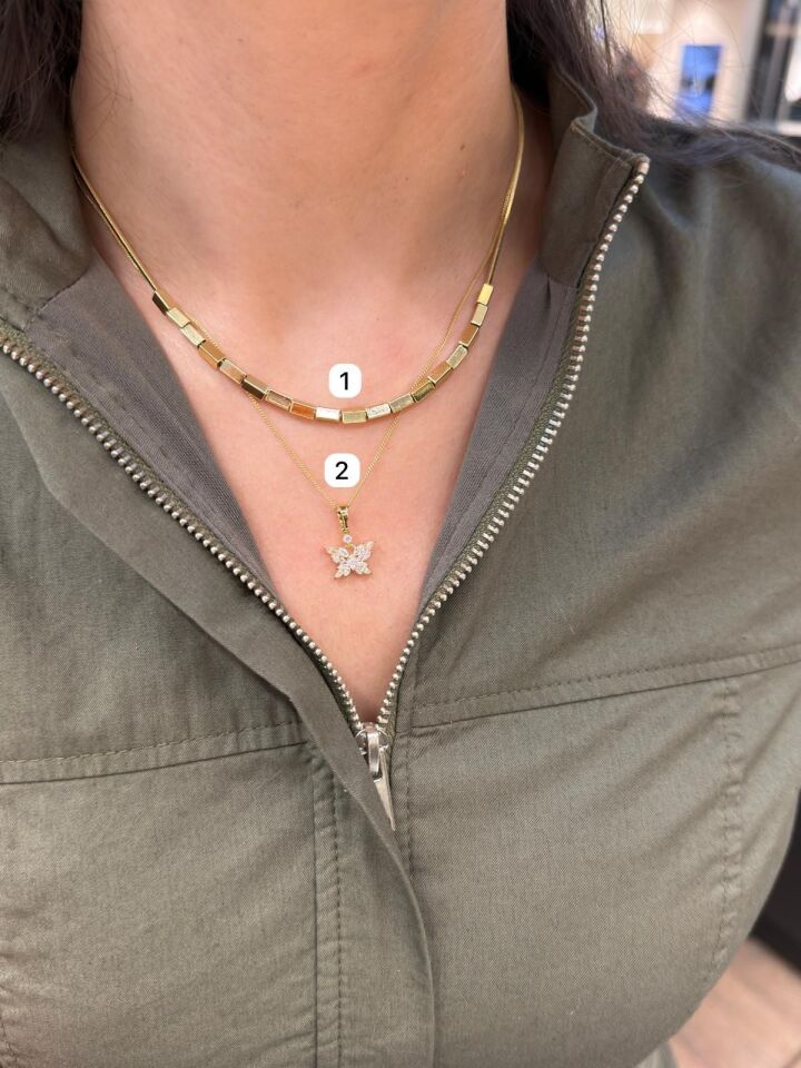 Swarovski Taşlı Gold Kolye Kombin seçenek 2
