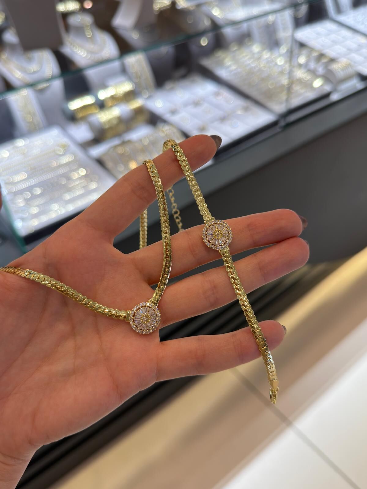 Taşlı Çiçekli Set