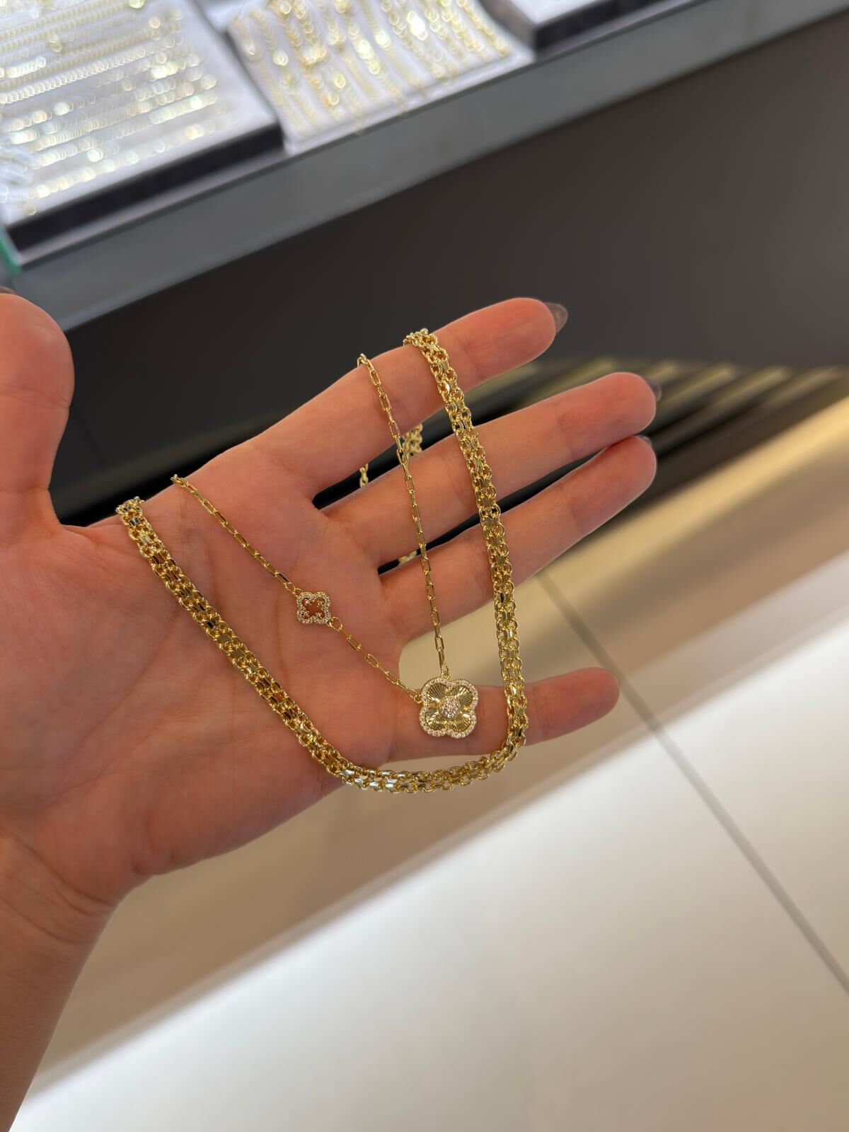 Yonca Ve Bismark İkili Kolye Set