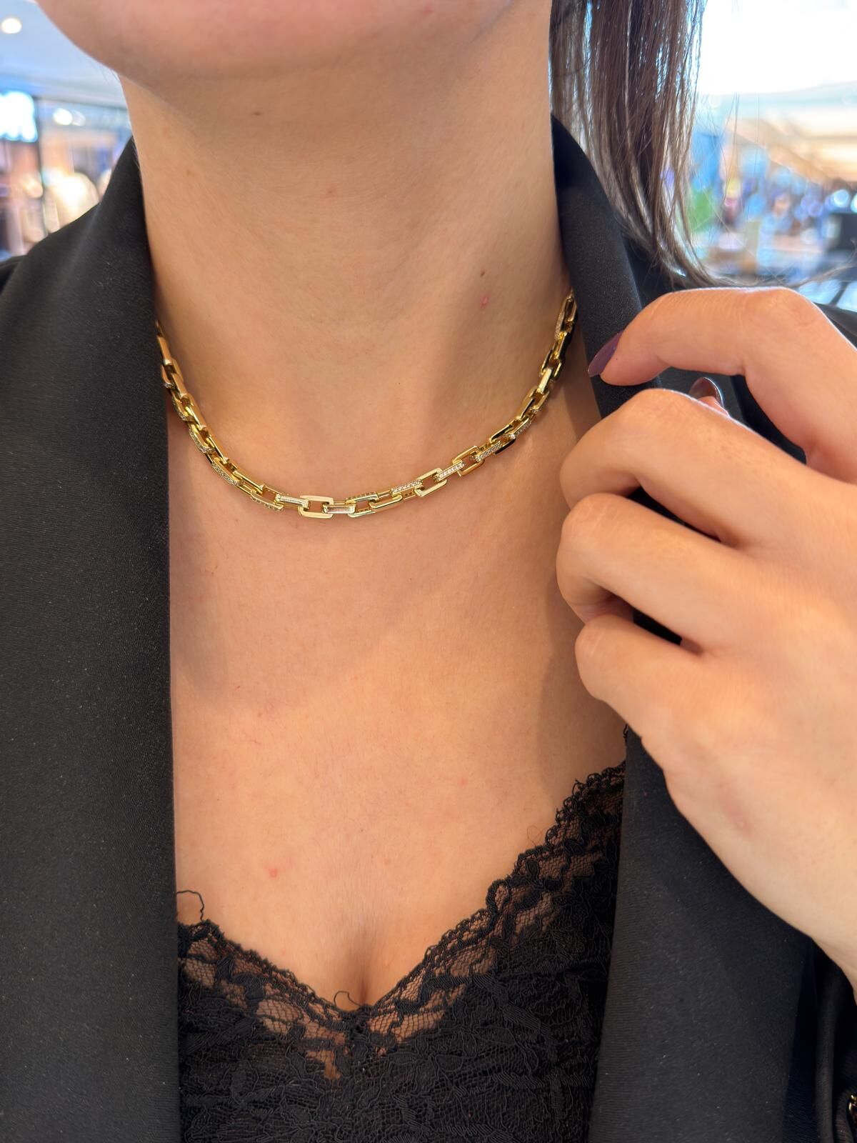 Taşlı Model Choker Kolye