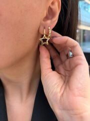 Yıldızlı Ve Kemik Model İkili Küpe Kombin