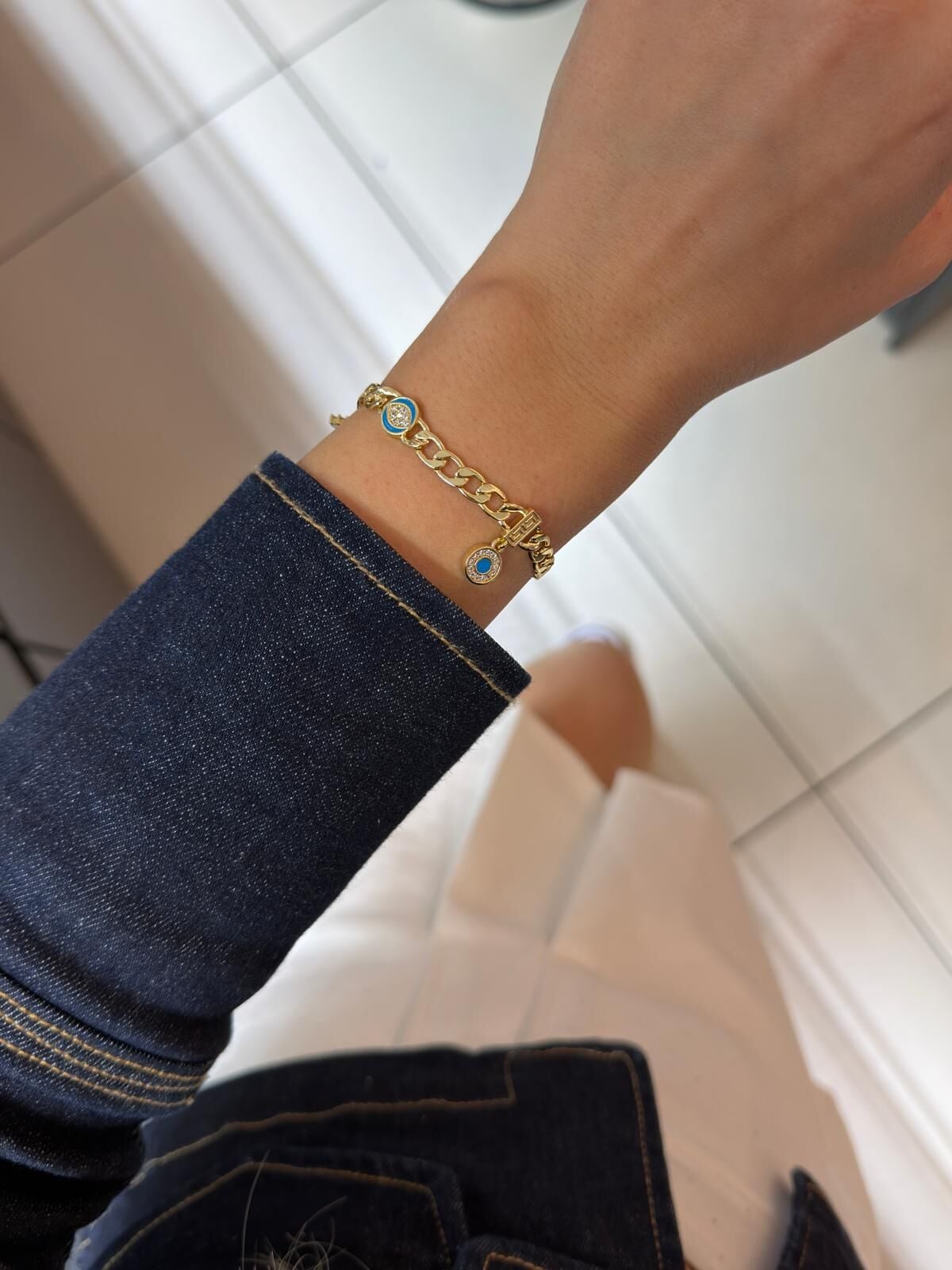 Göz Charmlı Mavi Bileklik