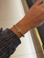 T Model Gold Taşlı Kelepçe