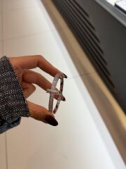 T model Silver Taşlı Kelepçe