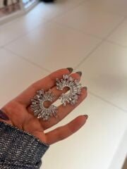 Halka Model Taşlı Küpe