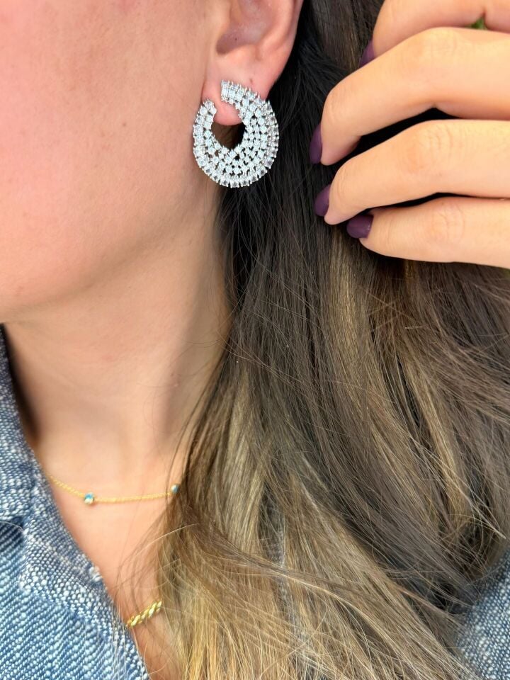Silver Taşlı Küpe