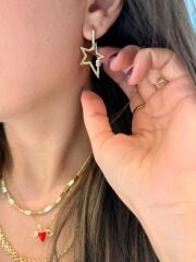 Yıldız Charmlı Gold Küpe