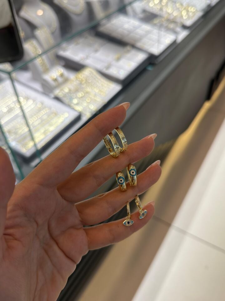 Gold Küpe Nazar Boncuklular
