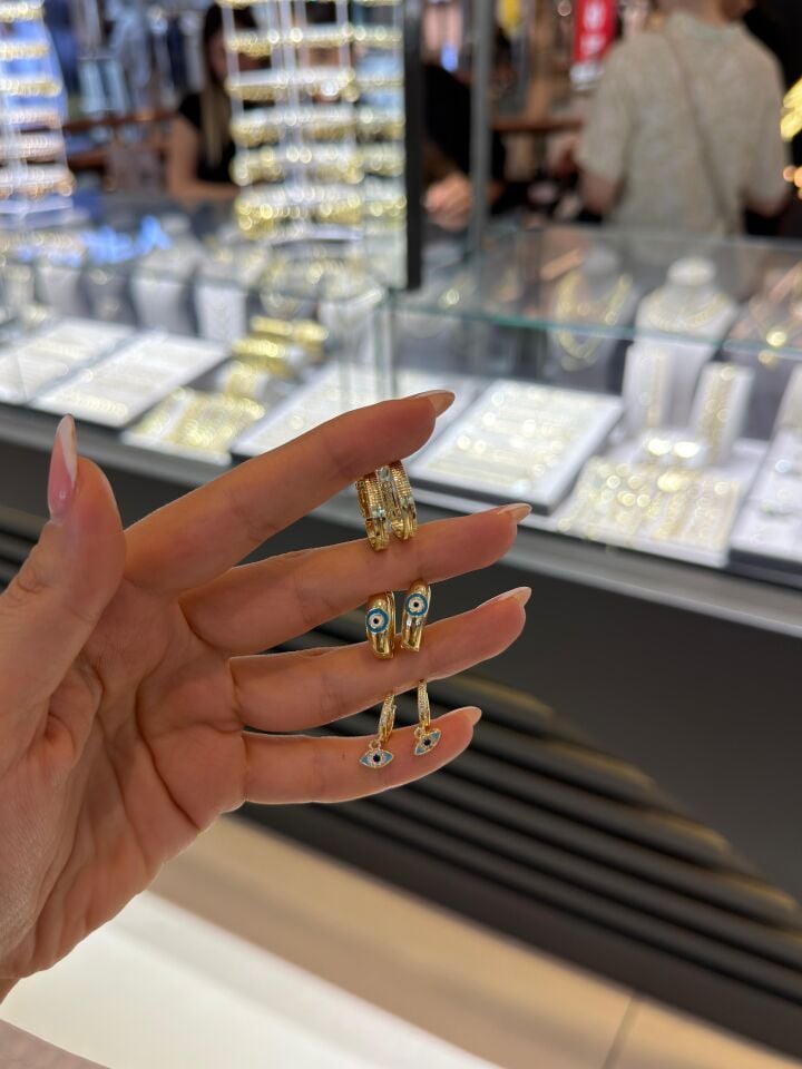 Gold Küpe Nazar Boncuklular