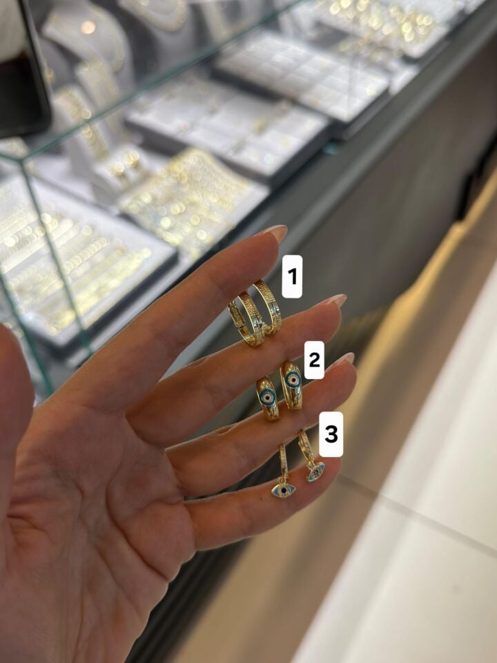 Gold Küpe Nazar Boncuklular