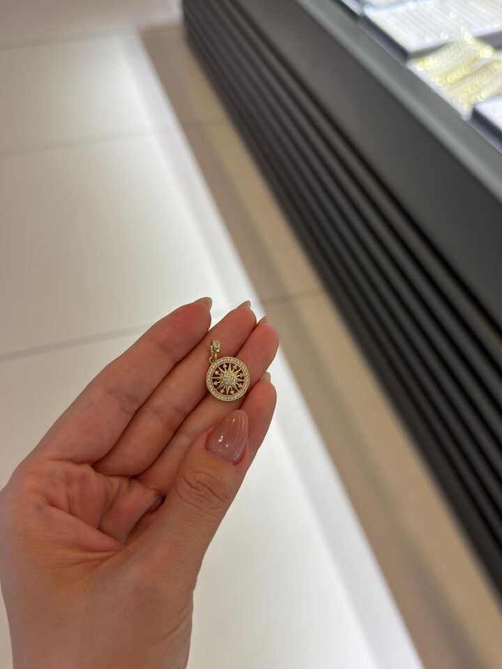 Gold Yuvarlak Taşlı Charmlar